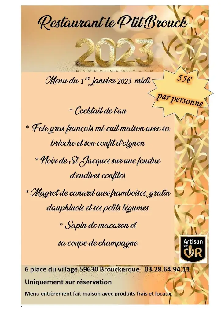 Menu_Restaurant Le P'tit Brouck_Brouckerque_image_2