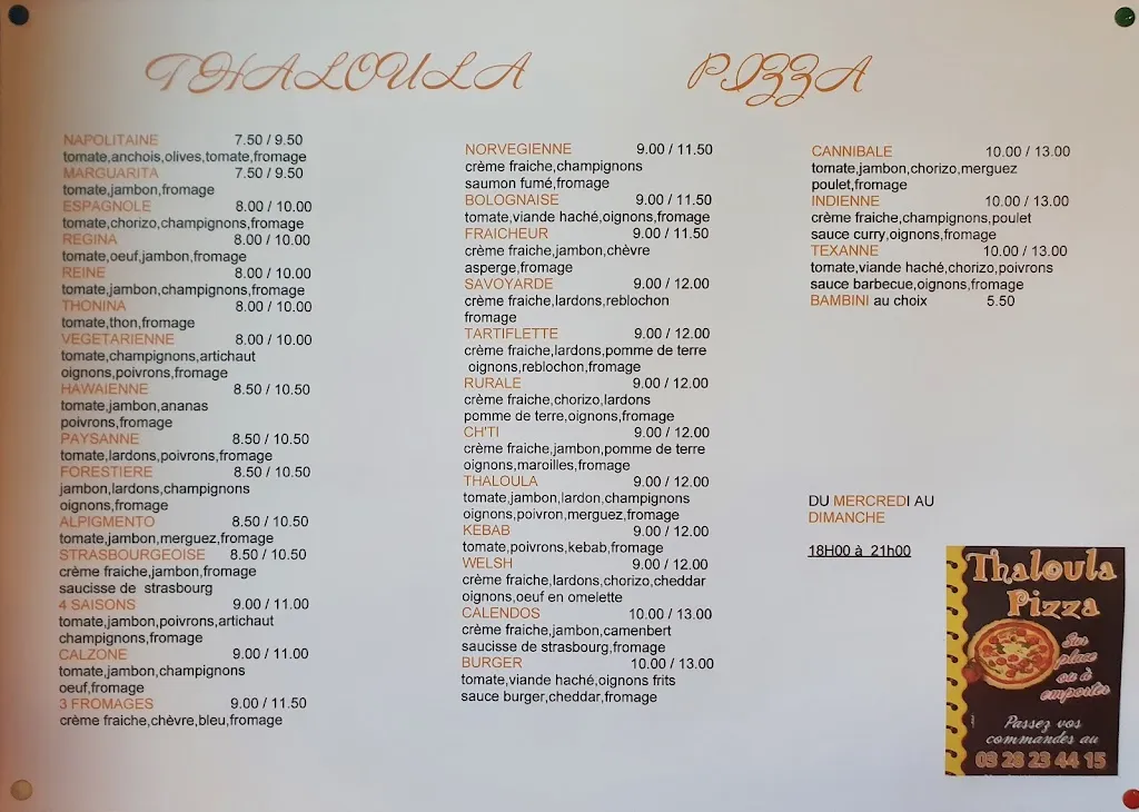 Menu_Thaloula pizza_Bourbourg_image_1