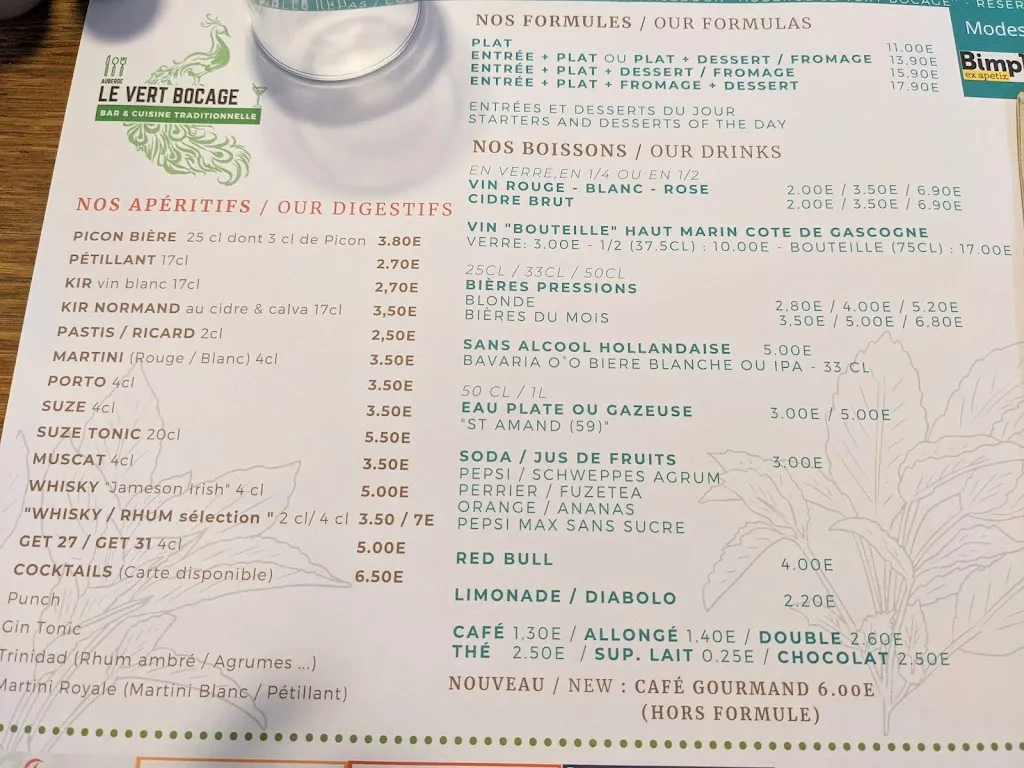 Menu_Auberge Le Vert Bocage _Bouillancourt-en-Séry_image_2