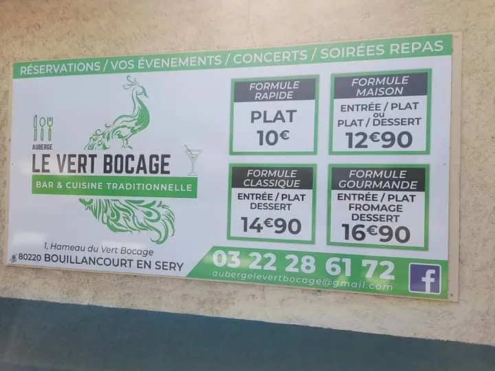 Menu_Auberge Le Vert Bocage _Bouillancourt-en-Séry_image_4
