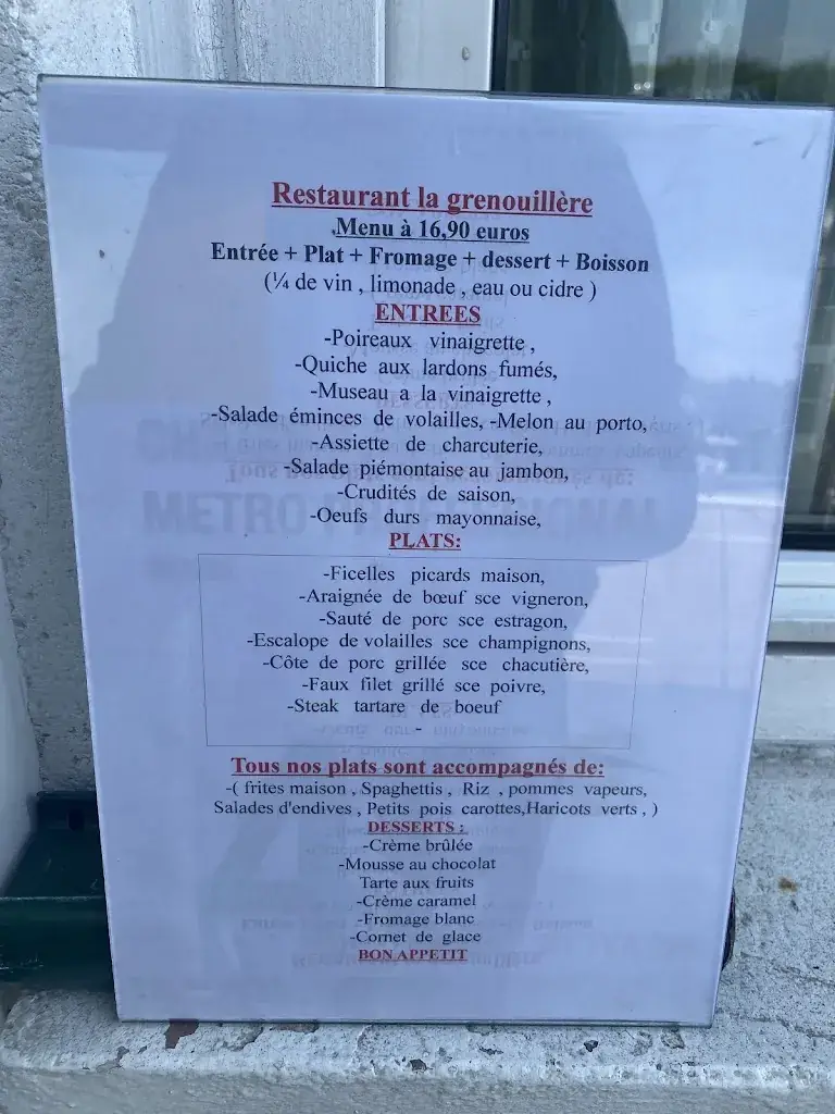 Menu_Restaurant La Grenouillère_Boves_image_1