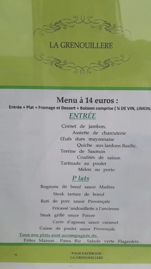 Menu_Restaurant La Grenouillère_Boves_image_3