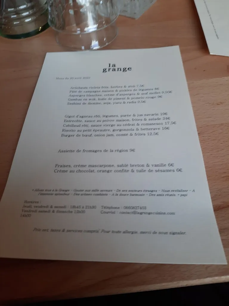 Menu_La Grange Restaurant_Marchiennes_image_3
