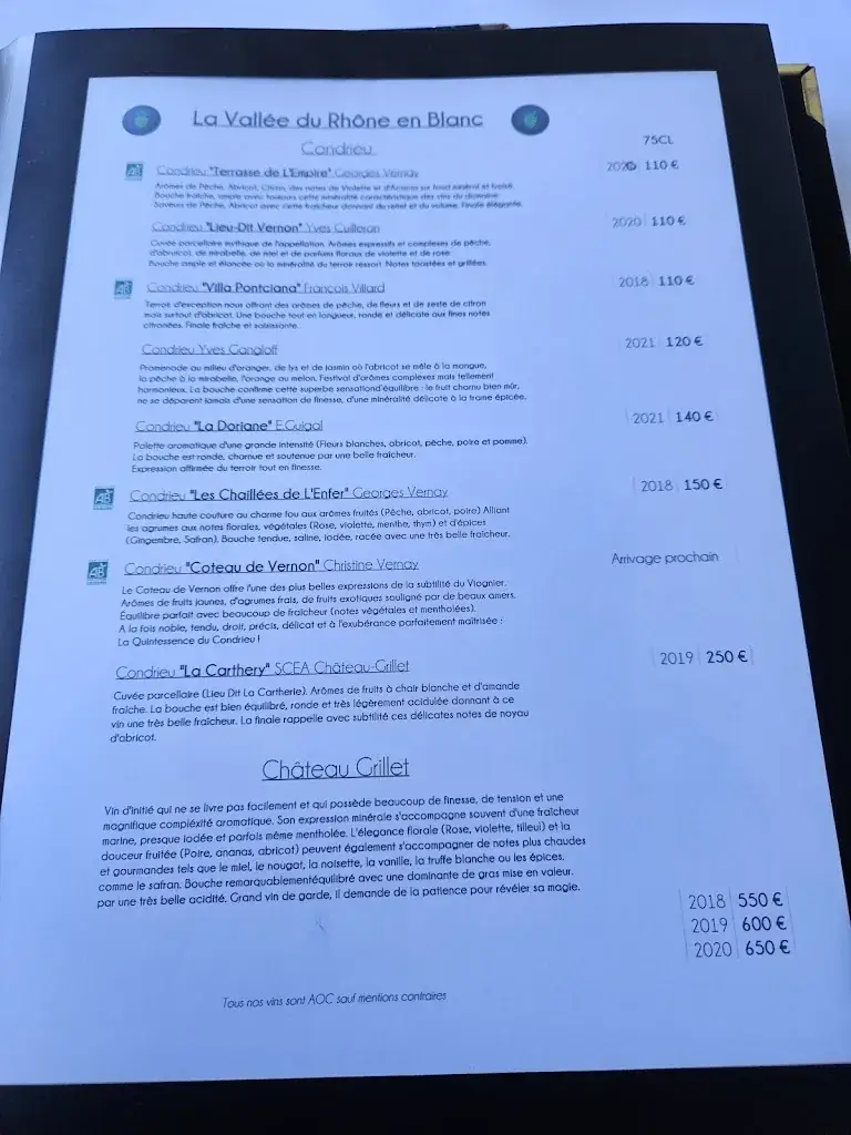 Menu_HOTEL RESTAURANT LE BELLEVUE_Roches-de-Condrieu_immagine_1