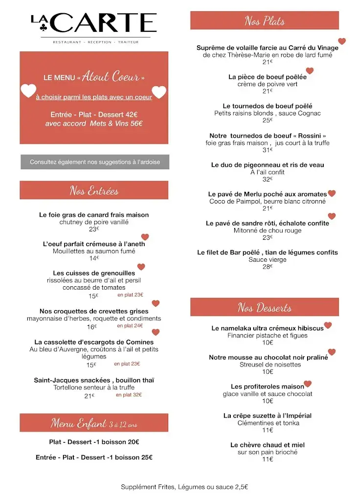 Menu_Restaurant La Carte_Bondues_image_1