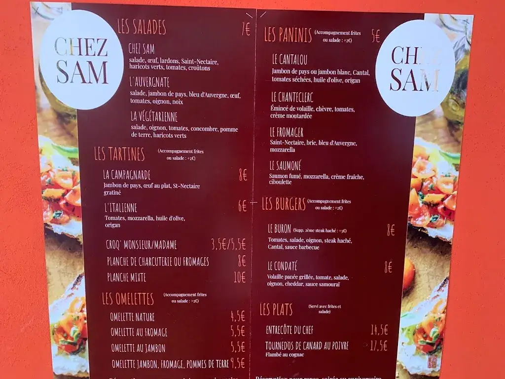 Menu_Snack Bar Chez SAM_Condat_image_1