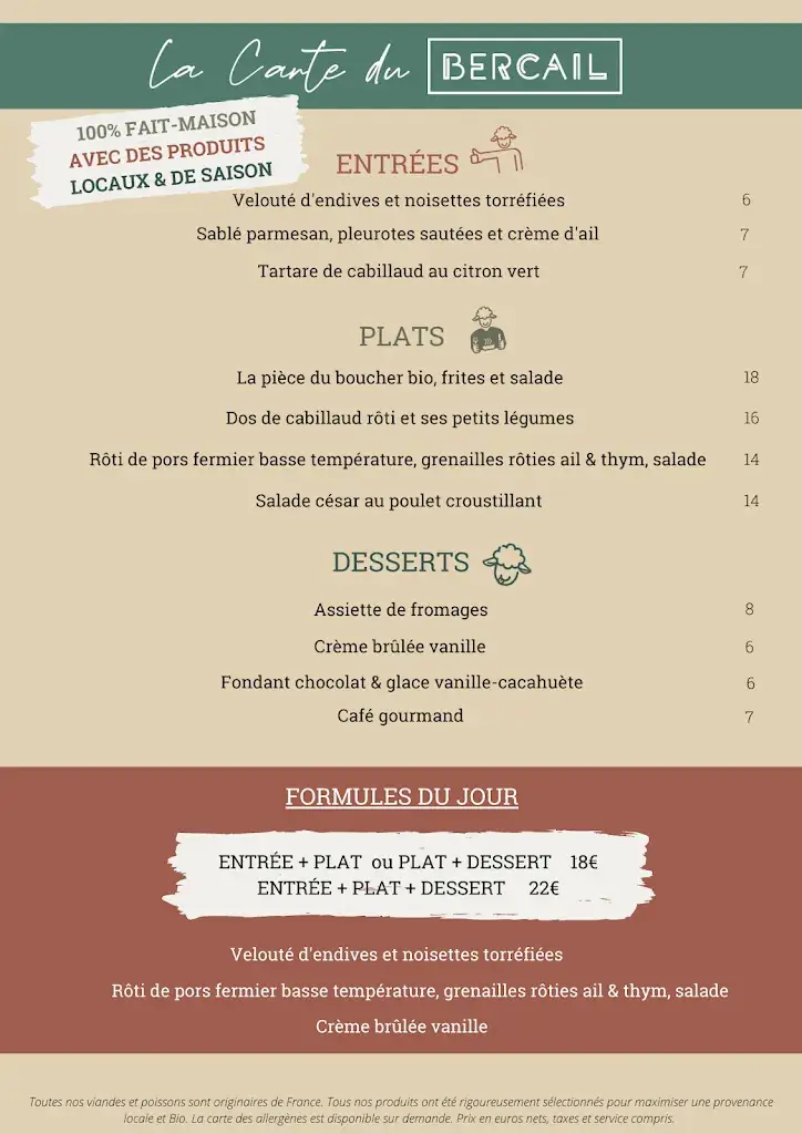 Menu_Bercail Restaurant_Wambrechies_image_1