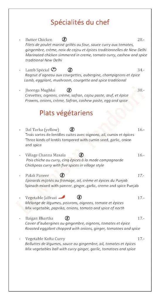 Menu_La Maison Tandoori_Bussigny_image_1