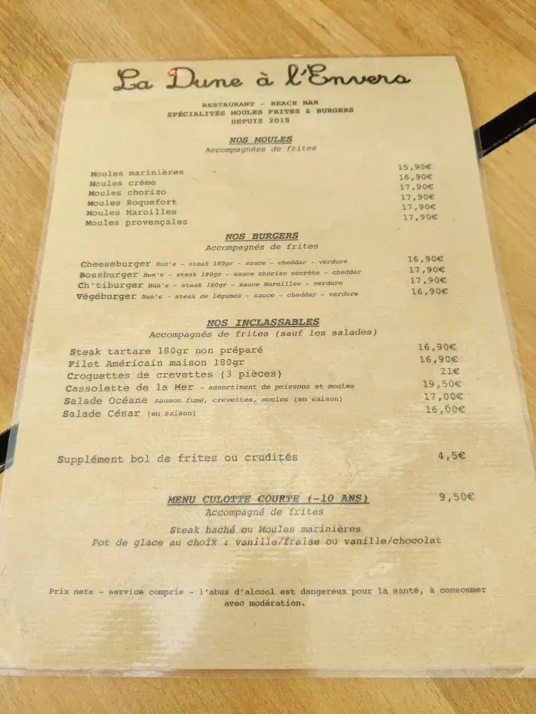 Menu_La Dune à L'Envers_Bray-Dunes_image_2
