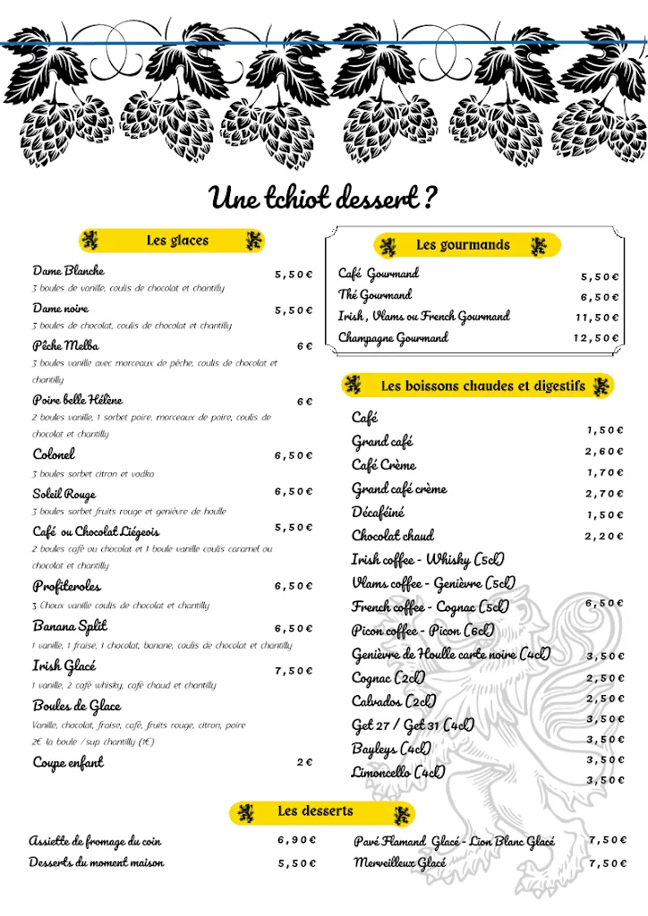 Menu_À l'Estaminet des Dunes_Ghyvelde_image_1