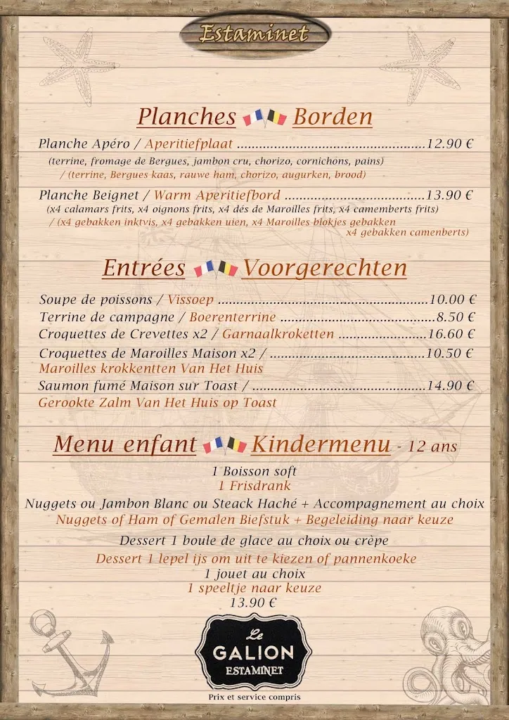 Menü_Estaminet le Galion_Zuydcoote_Bild_1