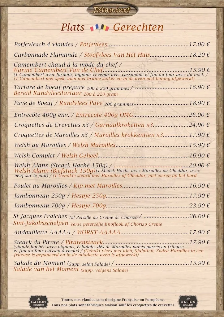 Menü_Estaminet le Galion_Zuydcoote_Bild_3