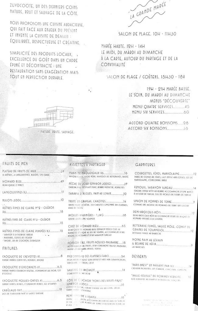Menu_La Grande Marée_Zuydcoote_imagen_3