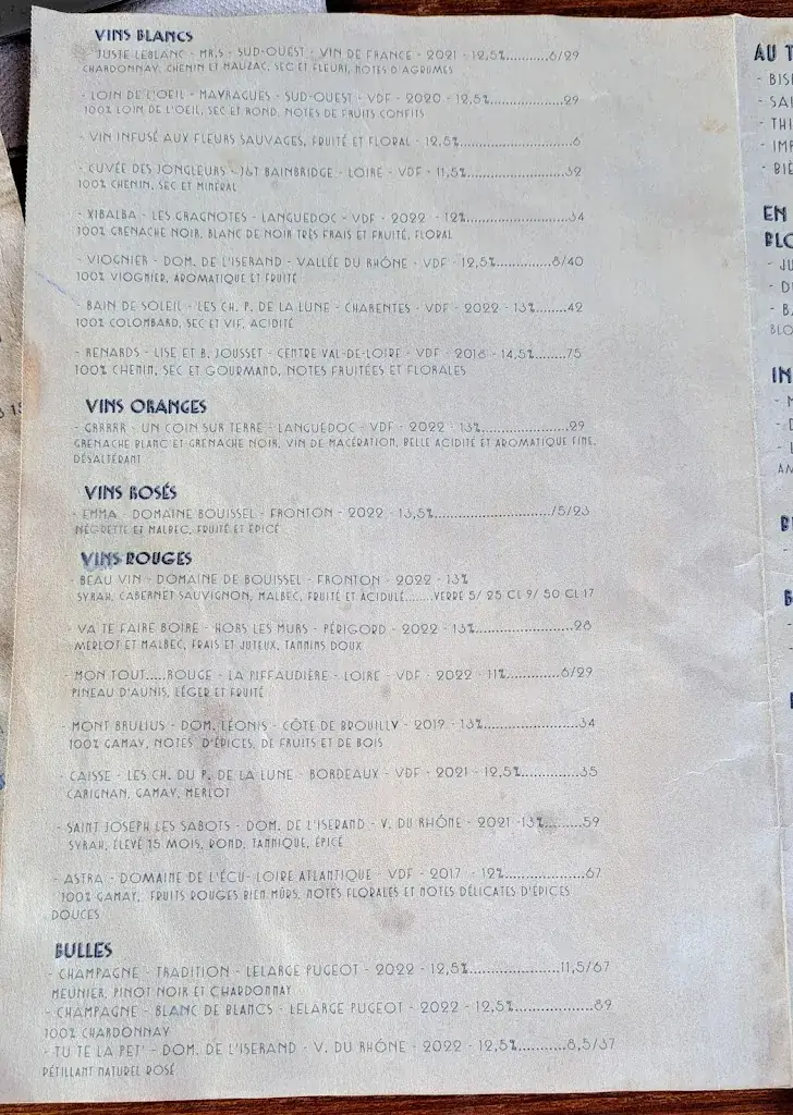 Menu_La Grande Marée_Zuydcoote_imagen_4