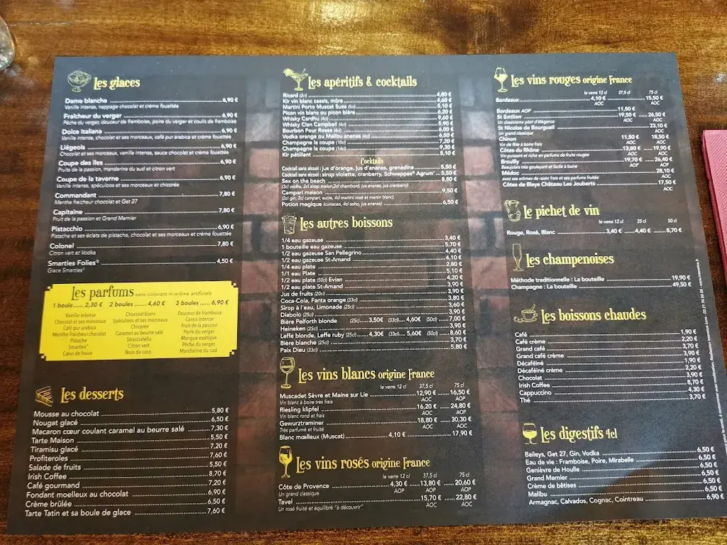 Menu_La Taverne de Lutèce_Cambrai_image_1