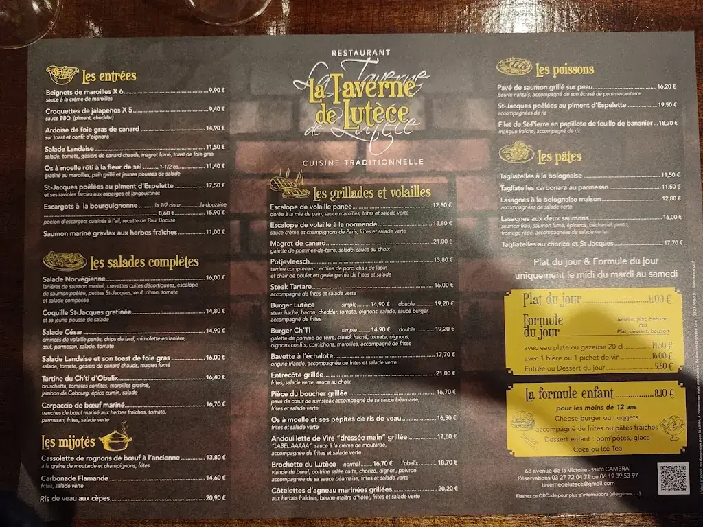 Menu_La Taverne de Lutèce_Cambrai_image_3