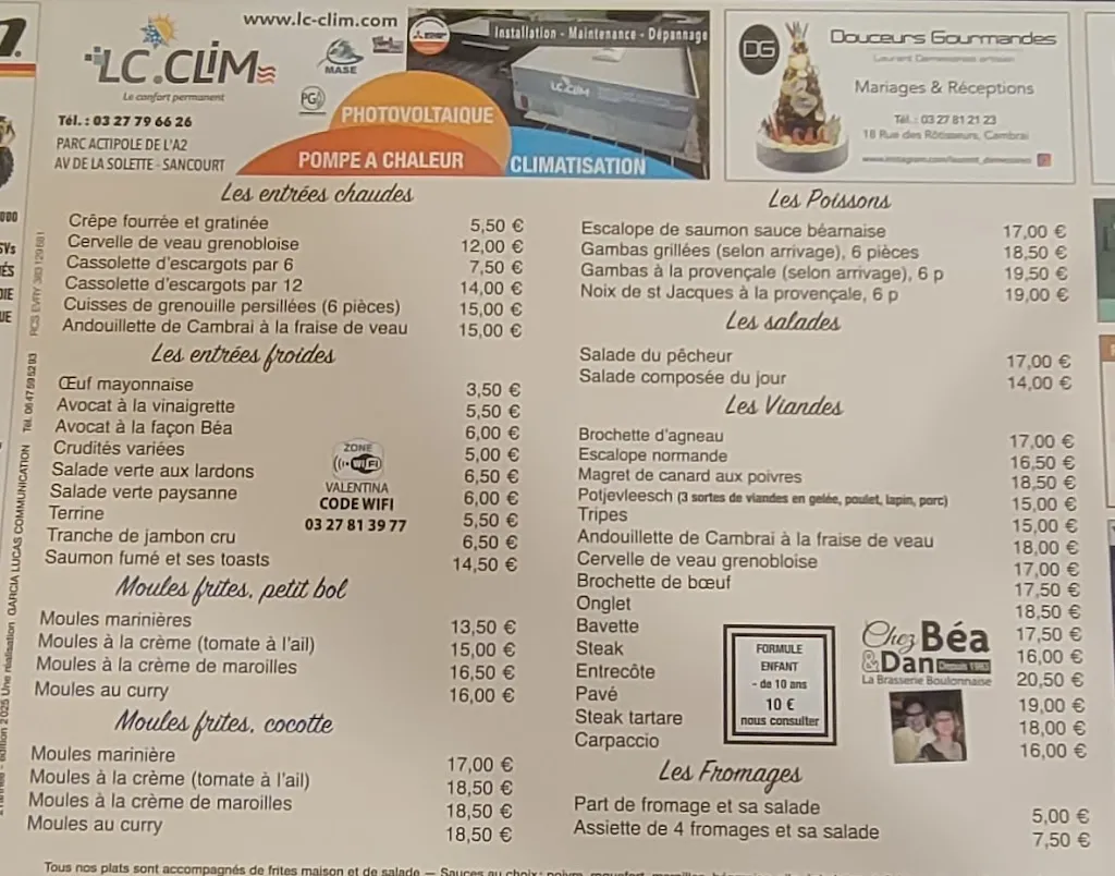Menu_Chez Béa_Cambrai_image_1