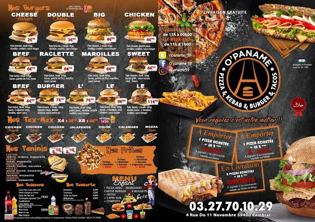 Menu_Restaurant O'Paname_Cambrai_immagine_2