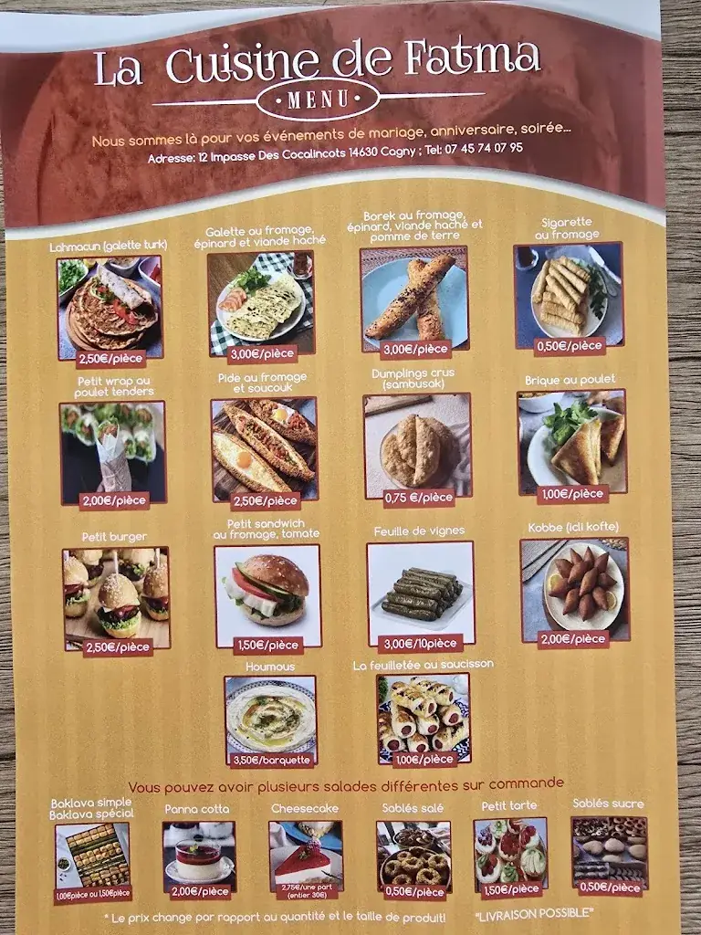 Menu_La cuisine de Fatma_Cagny_image_2