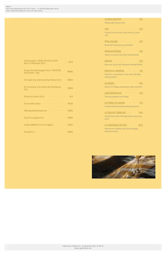 Menu_Restaurant LE TERRE´ÎLE_Carvin_image_1