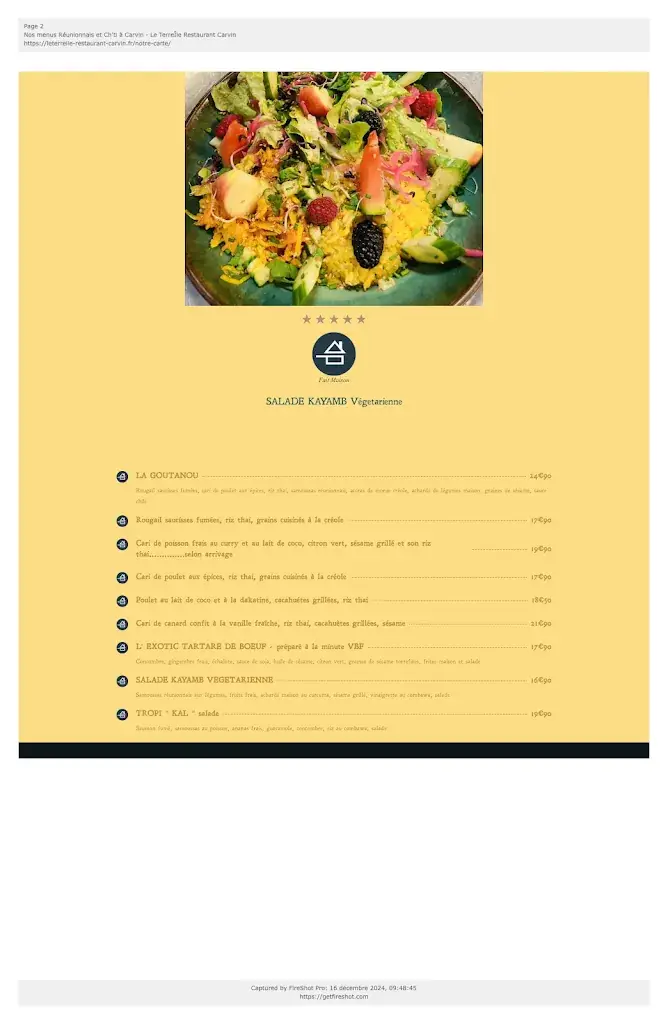 Menu_Restaurant LE TERRE´ÎLE_Carvin_image_2