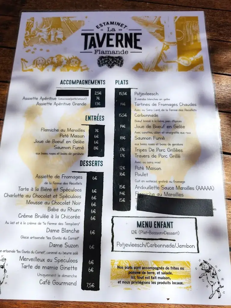 Menu_Estaminet La Taverne Flamande_Cassel_image_2