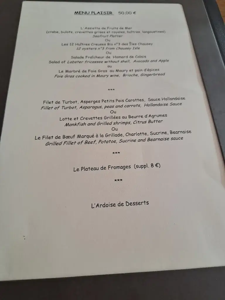 Menu_Au Côte d'Argent_Calais_image_2