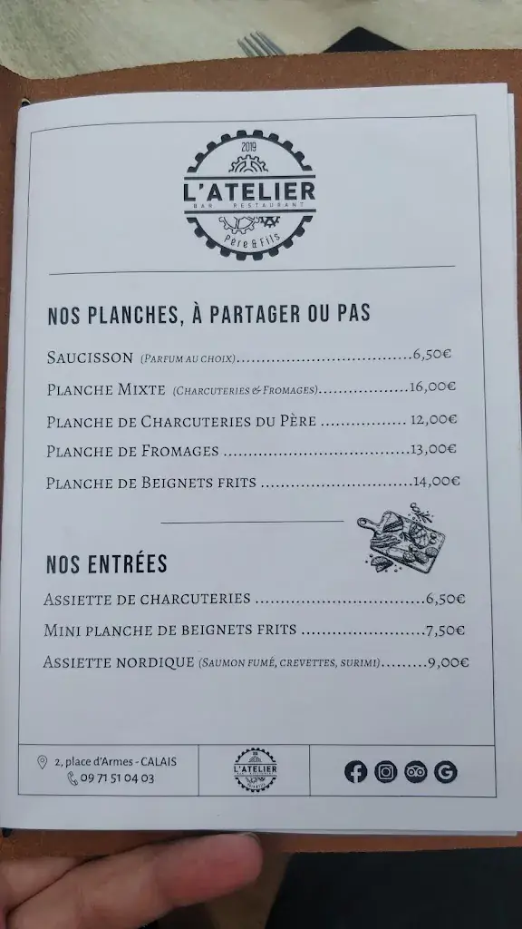 Menu_L’atelier, Père et fils - Calais_Calais_image_3