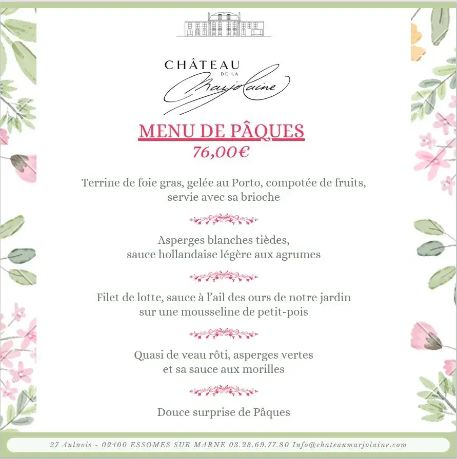 Menu_Château De La Marjolaine_Essômes-sur-Marne_image_2