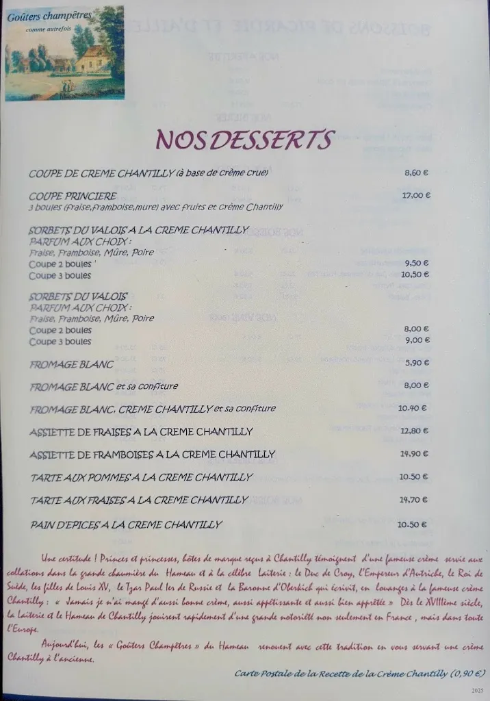 Menu_Aux Goûters Champêtres Restaurant du Hameau_Chantilly_image_1