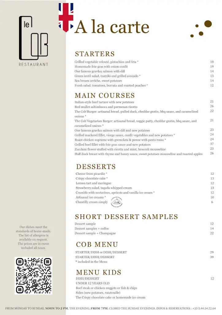 Menu_Le Cob_Chantilly_image_1