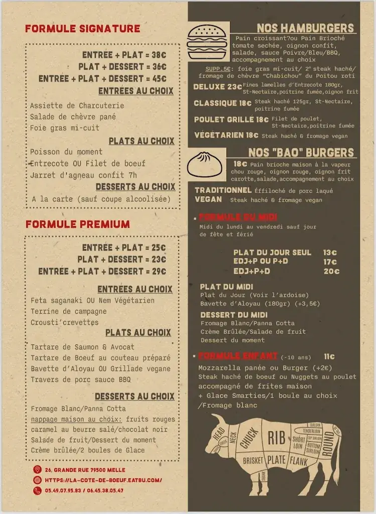 Menu_Restaurant La Côte de Boeuf_Melle_image_1
