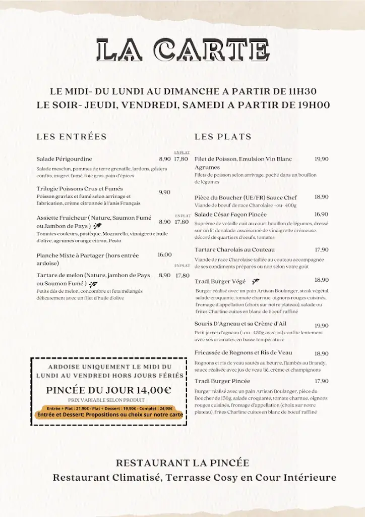 Menu_Restaurant La Pincée_Chauny_image_1