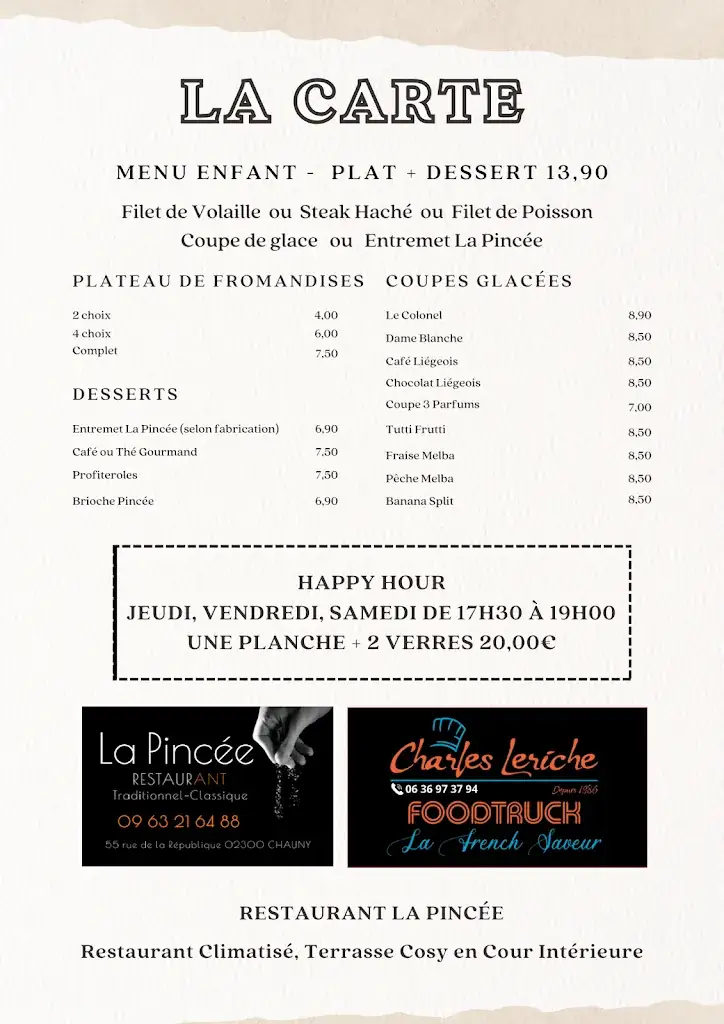 Menu_Restaurant La Pincée_Chauny_image_2