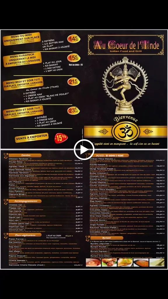 Menü_Au Coeur de l'Inde_Lambersart_Bild_1