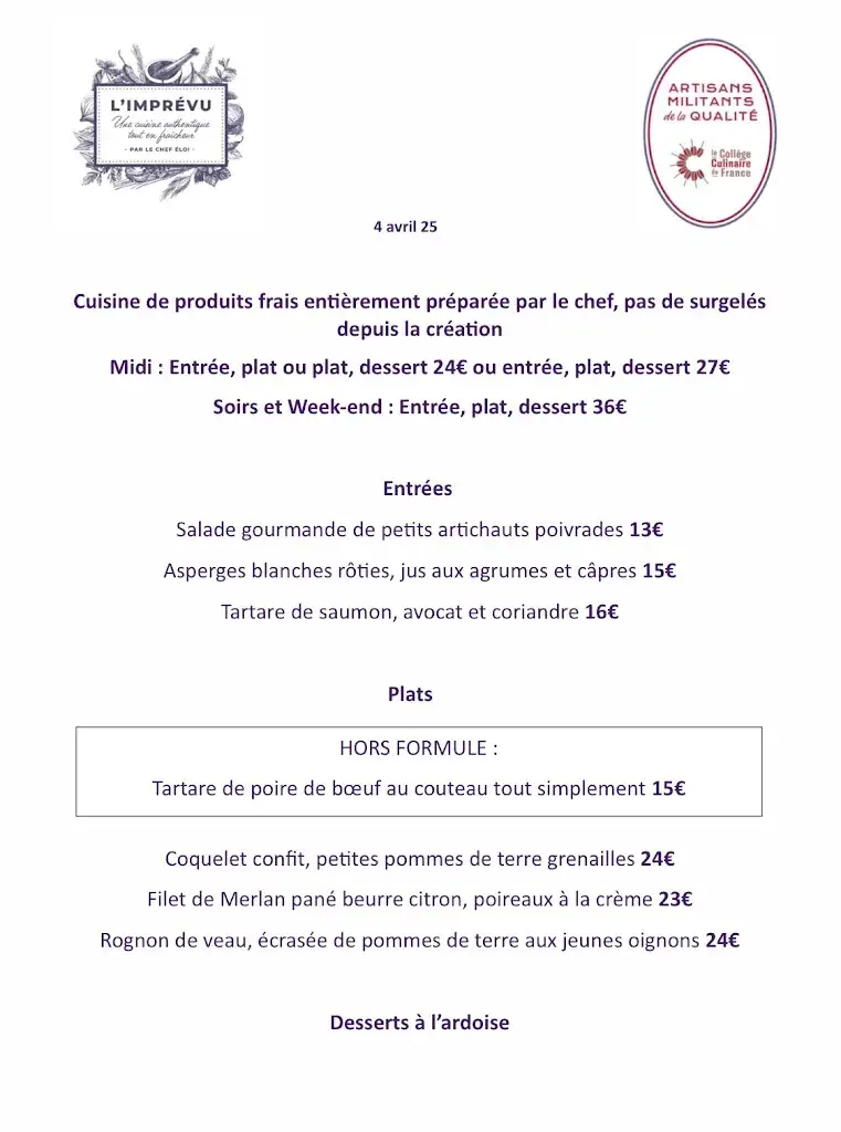 Menu_Bistrot de l'imprevu_Compiègne_image_2