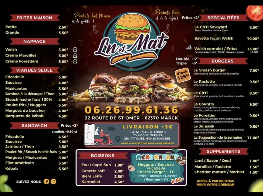 Menu_Chez LN & Mat Food truck_Coulogne_image_1