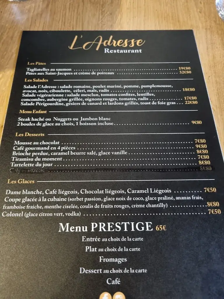 Menu_Restaurant L' Adresse_Courrières_image_1