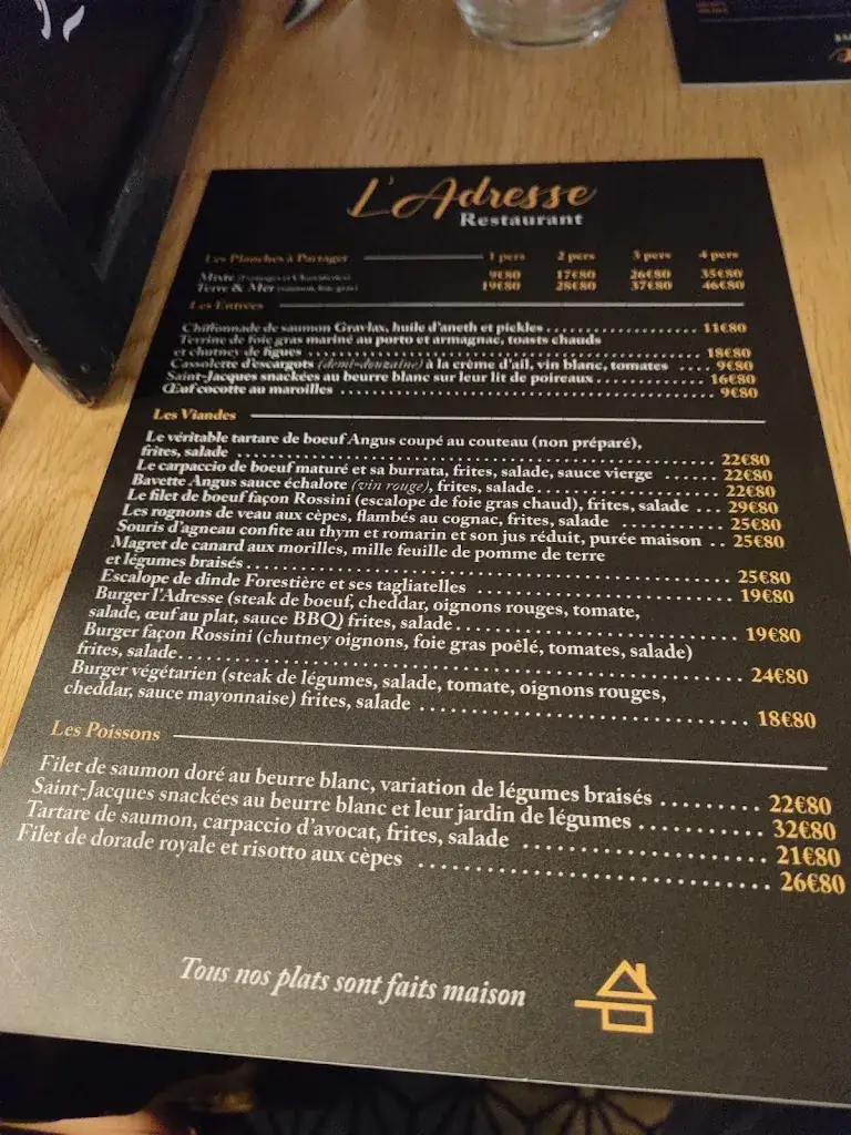 Menu_Restaurant L' Adresse_Courrières_image_2