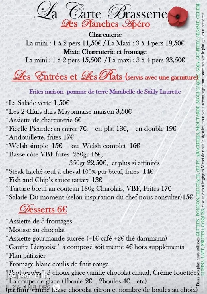 Menu_L'ANZAC Pub_Corbie_image_1