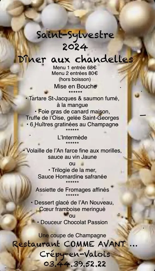 Menu_Restaurant Comme Avant..._Crépy-en-Valois_image_1