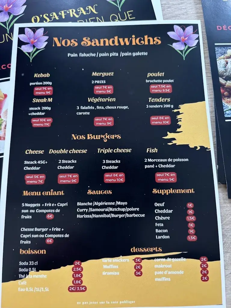 Menu_O’Safran_Croisilles_image_2