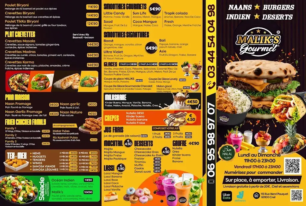 Menu_MALIK’S gourmet_Creil_image_2
