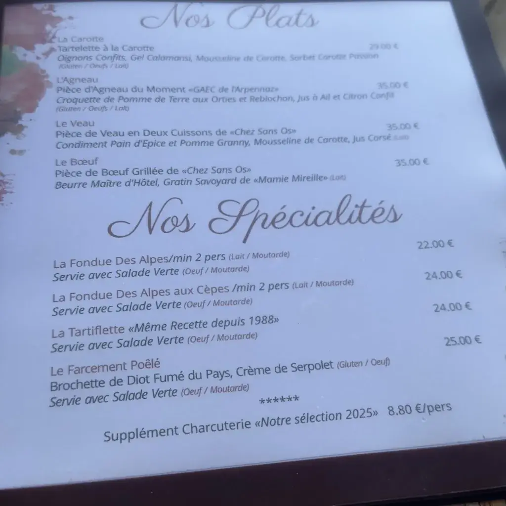 Menu_Chez Mireille, Le Darbelin_Cordon_image_1