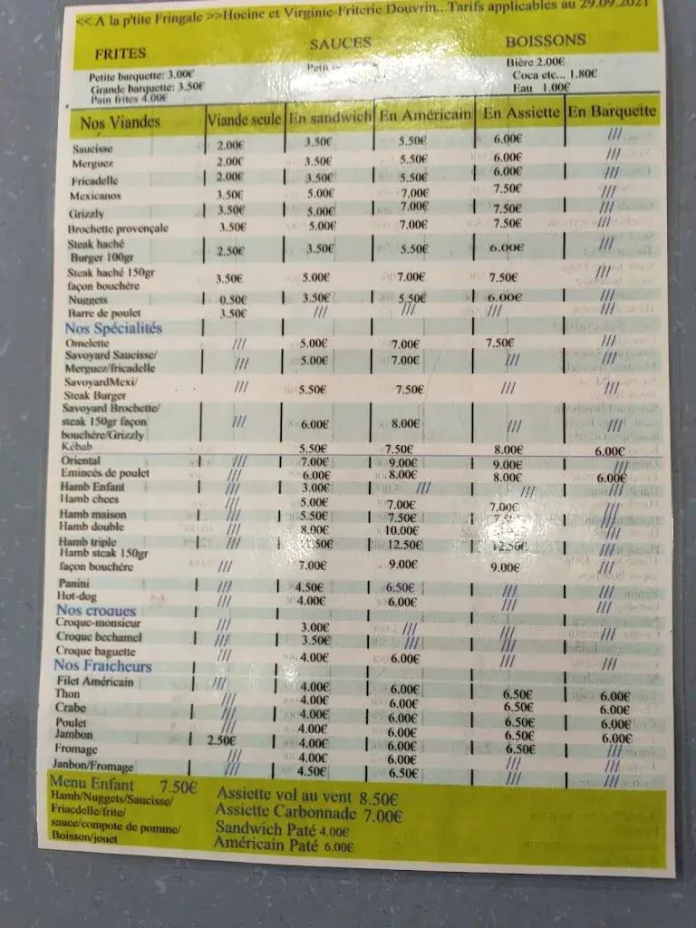 Menu_À La P'tite Fringale_Douvrin_image_2