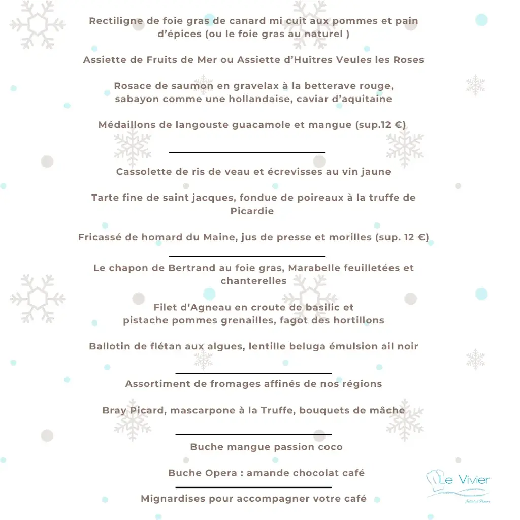 Menu_Restaurant Le Vivier_Amiens_immagine_1