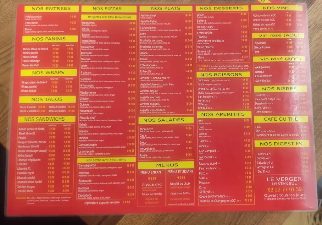 Menu_Le Verger d'Istanbul_Doullens_image_1