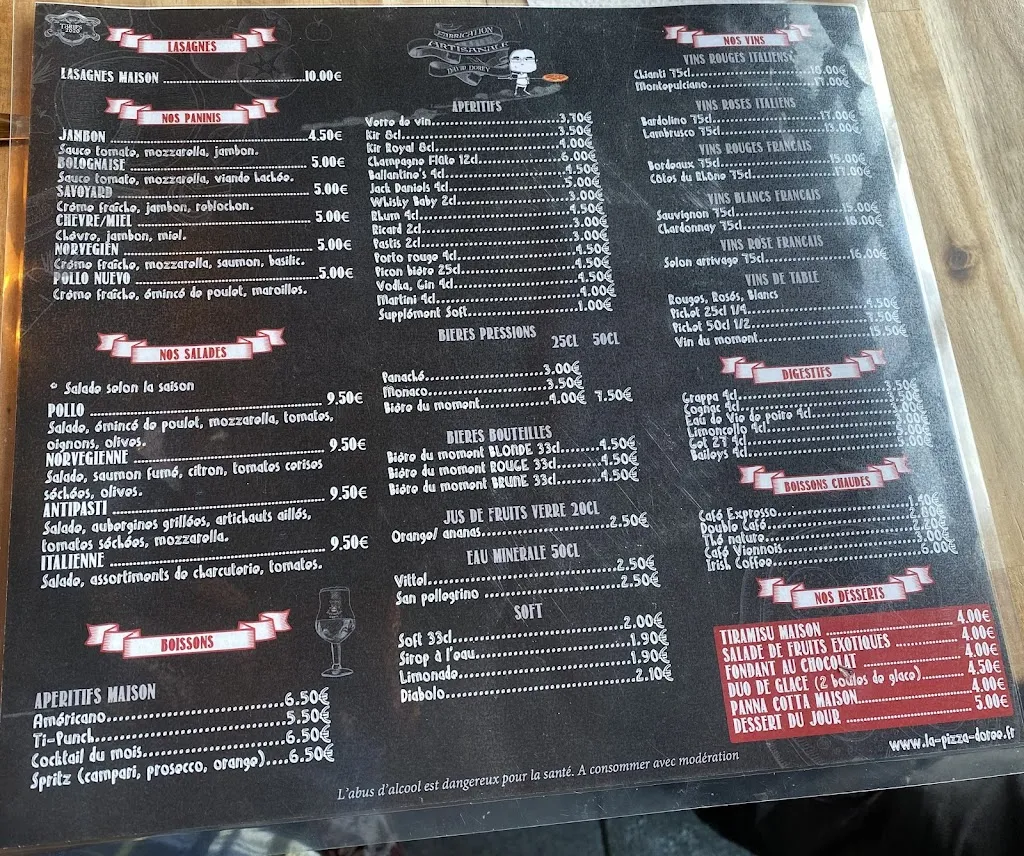 Menu_La Pizza Dorée_Doullens_immagine_1