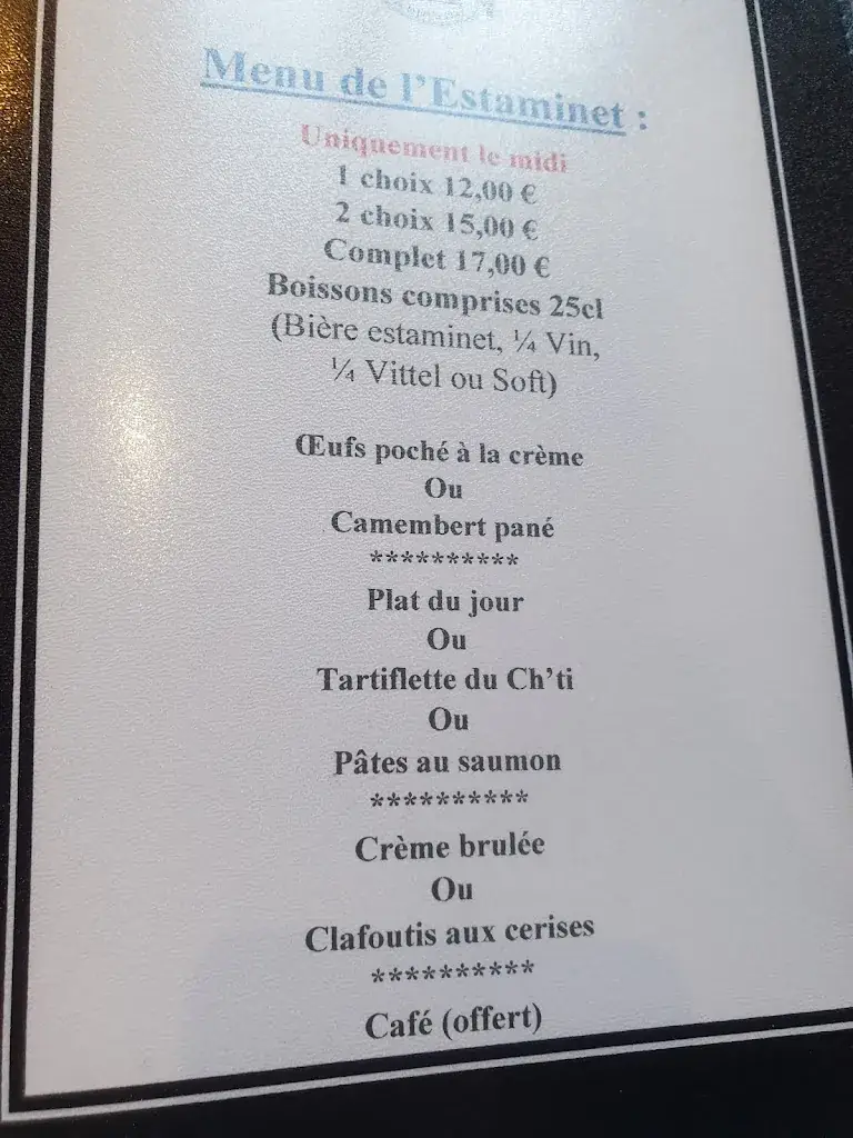 Menu_Estaminet de la Petite Place_Douai_image_3