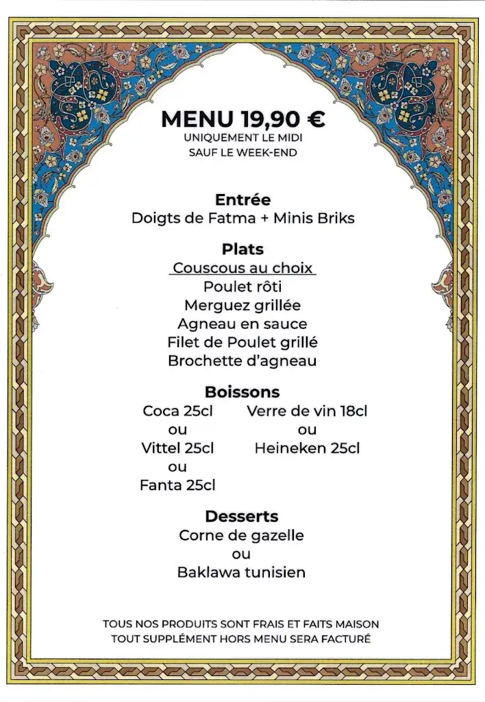 Menu_Le Soleil De Tunis_Douai_image_1